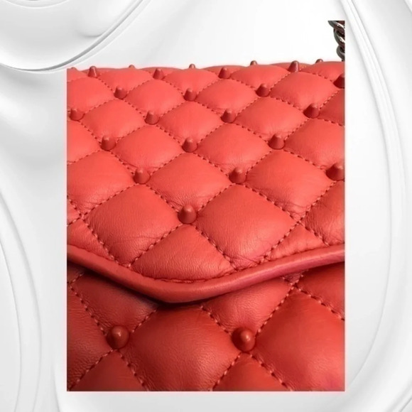 Rebecca MINKOFF coral studded quilted cross body purse EXCELLENT condition - Picture 4 of 16